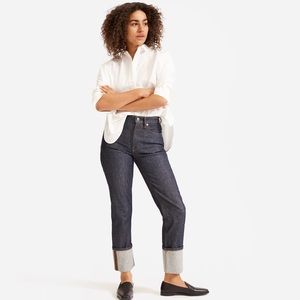 Everlane High Rise Super Straight Jean Cuffed Dark Indigo